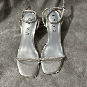Sparkly silver heels